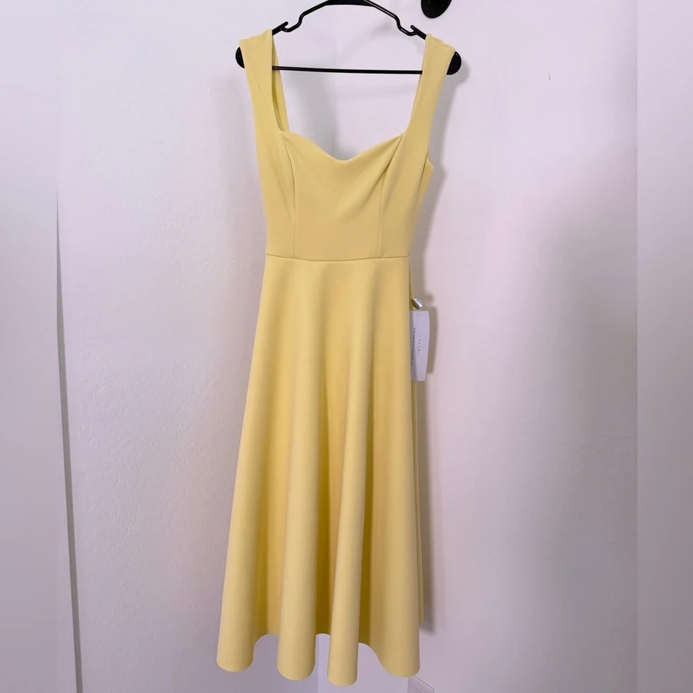 Club L London Sweetheart Midi Dress in Pale Yellow - NEW WITH TAGS